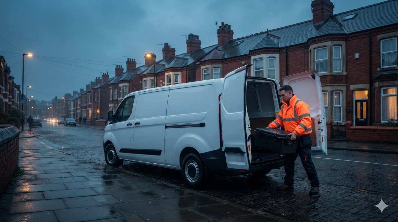 Surveyor arriving on site with sampling equipment.
